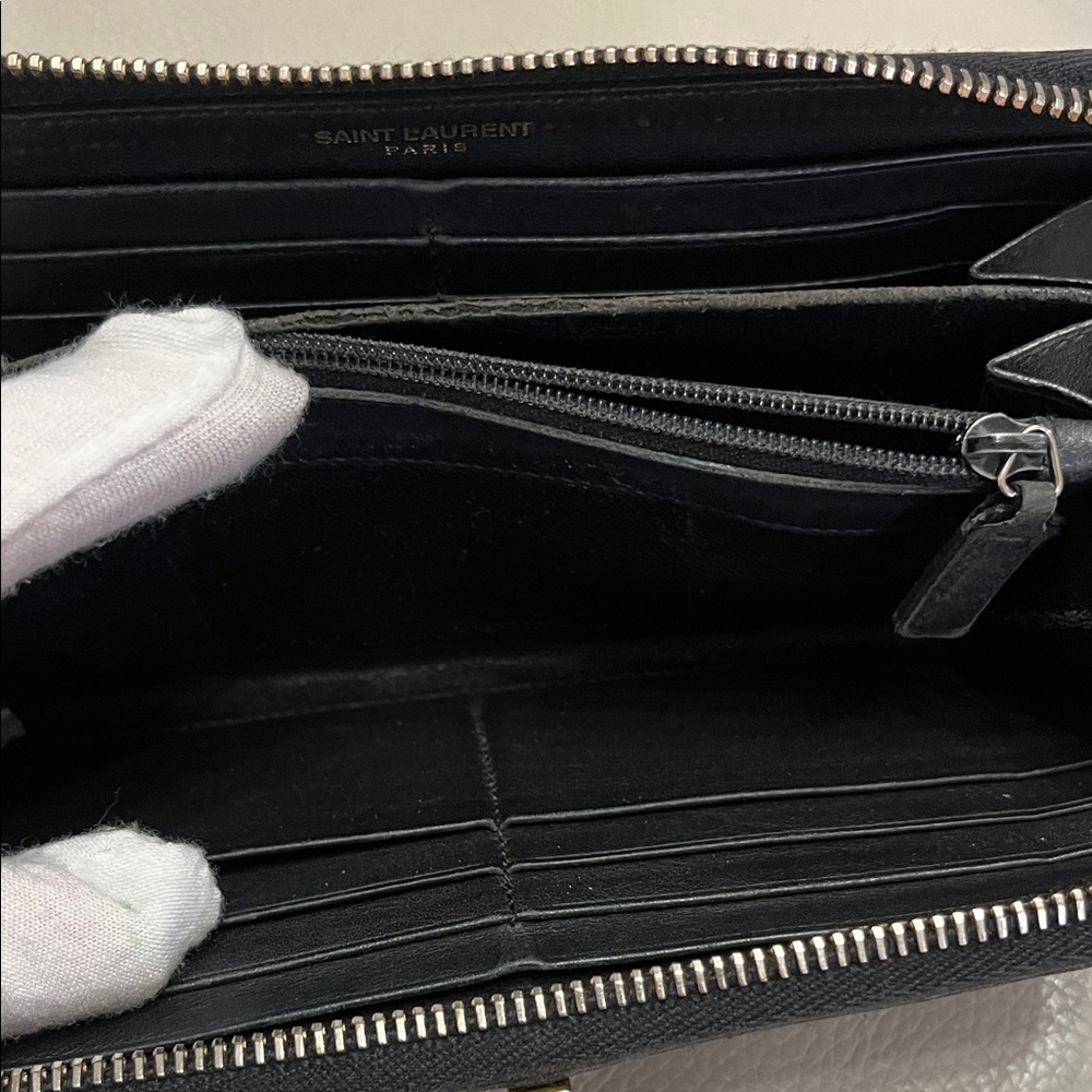 YSL Black Leather Wallet with Gold Accents - Picture 9 of 14